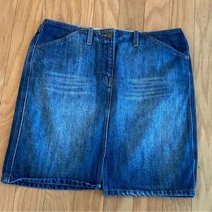 J Crew Cotton Denim Blue Jean Skirt Front Slit Womens size 10